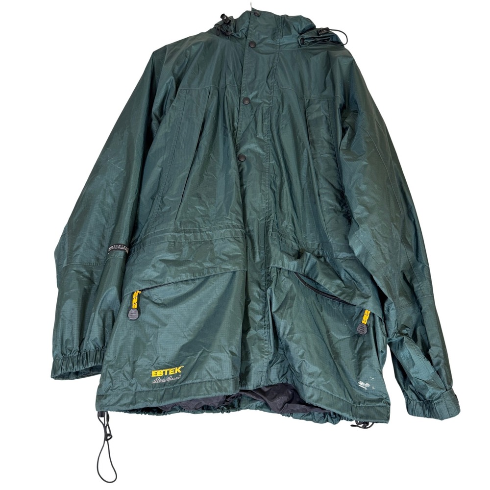 Vintage Eddie Bauer EBTEK Gore-Tex Parka Jacket Green Ripstop Hooded Mens XL